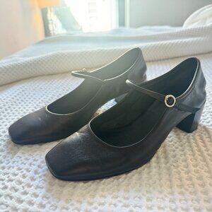 Aeyde Aline Mary Jane Leather Heel Pumps